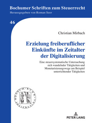 cover image of Erzielung freiberuflicher Einkuenfte im Zeitalter der Digitalisierung